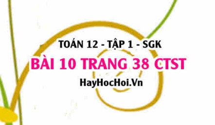 Bài 10 trang 38 Toán 12 tập 1 Chân trời sáng tạo